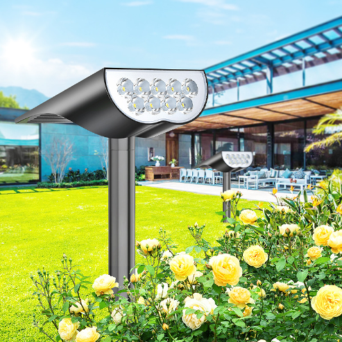 Colorful LED Solar Garden Spot Light RGB Pole Flood Lighting With Remote Control IP65 For Home Yard Frount Door Stage Decoration