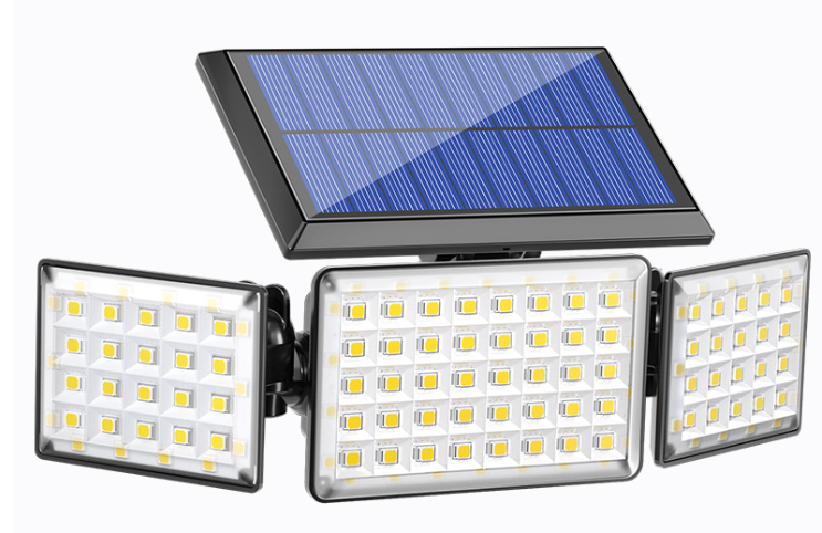 130 LED 270 Degree Wide Angle 3 Adjustable Head Motion Sensor Solar Security Flood Lights, Outdoor Wall Lights